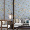 Yüksek Kaliteli Çin Tarzı Duvar Kağıdı Klasik Pastoral Çiçekler Ve Kuşlar Duvar Kağıdı Çiçekler Oturma Odası Yatak Odası Mavi Kırmızı TV Geri Duvar Rulo