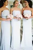 2020 Simple Chiffon Bruidsmeisje Jurken Strapless Bow Sweep Train Custom Made Plus Size Maid of Hono Town Beach Wedding Guest Party Wear
