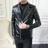 New Pu Leather Men Jackets Luxury Faux Leather Zipper Mens Jackets And Coats Autumn And Winter Add Padding Black Male Coats3170