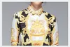 2020 vintage barokowy nadruk Eleganckie koszule Kobiety z długim rękawem Lapel Neck Szyjka Koszulka Bluzki Bluzki Slim Projektantki Tops7935410