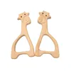 Beech Trä Giraff Teether Animal Shaped Baby Teethers Spädbarn Tandling Toys Baby Tillbehör för Baby Halsband Making