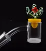 25mm XL XXL Quartz Banger Nail 4mm Thick Opaque White Bottom Flat Top & Colored Duck Cactus Carb Cap for Dab Rigs Glass Bong