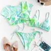 SAGACE 2020 Bikini Set Women Tie Dye Bandage Swimwear Three Piece Filled Bra Beachwear Maillot De Bain Femme Bathing Suit