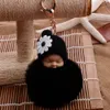 Winter niedliche flauschige Pompom schlafende Babypuppe Schlüsselanhänger weiche Kunstpelz Ball Anhänger Schlüsselanhänger Auto Schlüsselanhänger Handy Charm274a