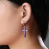 Kimter Hip Hop Stud Earrings for Men Jewelry Creative Cross Bling Diamond Rapper Earring Women Fashion Charm Accessories Gift O165FA