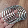 6pcs /set women mens XMAS HOLIDAY GIFTS silver stainless steel shiny solid cuff bangle bracelet 4mm wide 58mm 60mm 68mm choose jewelry