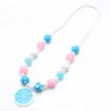 Fashion Lemon Pendant Kid Chunky Necklace Adjusted Rope Smaller Bubblegum Bead Chunky Necklace Jewelry For Girl Children