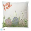 Pasen Linnen Kussensloop Vierkant Happy Pasen Retro Egg Bunny Rabbit Design Kussensgeval Sofa Car Cushion Covers Festival Woondecoratie