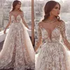 Plus New Arrival Size A Line Dresses Long Illusion Sleeves Lace Applique Scoop Neck Sweep Train Wedding Dress Bridal Gowns pplique