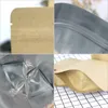 100st multi-sizes Kraft Förpackning Mat Förvaringspåsar Brun Stående Zip Lås Påsar Zipper Mylar Kaffespås Anti-fukt torr fruktväska