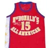 McDonald's's All American Ron Artest # 15 Ретро Баскетбол Джерси Мужская сшитая на заказ Любое имя Имя