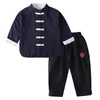 Ropa para niños Boys Hanfu Ropa de otoño Nuevo estilo de celebridad Retro Tang Button Camisa + Pantalones 4-120 años