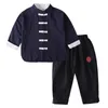 Abbigliamento per bambini Ragazzi Hanfu Abbigliamento autunnale Abbigliamento New Celebrity Style Retro Tang Button Camicia + Pantaloni 4-120 anni