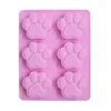 Wholesales 6 Lattices Jelly Mold Cat's Paw Handmade Soap Mold Silicone Cake Moulds Free Shipping W9724