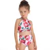 Bebés Meninas Swimwear Ruffled menina Trajes de banho Shorts 2pcs Sets Rose Impresso crianças de banho Verão de Natação Roupa frete grátis DHW2994