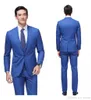 Nyaste Slim Fit Groom Tuxedos Royal Blue Best Man Suit Notch Lapel Groomsman Men Wedding Suits Brudgum (Jacka+Pants)