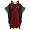 Abiti casual Womne Abito vintage Plus Size Spalla fredda Manica a farfalla Lace Up Gothic Halloween Vestidos