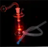 1pcs LED verre brûleur à mazout bong mini tuyau d'eau portable narguilés à l'huile en ligne perc recycleur bangs en verre avec tuyau et tuyau de brûleur à mazout en verre