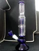 Blue Super Size Glass Bong 8 Arm Tree Perc Double Dome Percolator Hookahs 5mm Thick Water Bongs Dab Rig