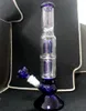 Blue Super Size Glass Bong 8 Arm Tree Perc Double Dome Perkolator Vattenpipor 5 mm tjocka vattenbongs Dab Rig