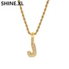 A-Z Custom Name Small Letters Pendant Necklaces Charm For Men Women Gold Silver Cubic Zircon Hip Hop Jewelry Cuban chain