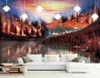 Custom Bakgrund Vattentätt för vardagsrum Bedroom Burning Forest TV Bakgrund Väggdesign Bakgrund för väggar 3D