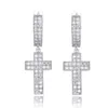 Zirconia cúbica Bling Ice Out Cross Gold Gold Plate Copper Material Pendientes para hombres Hip Hop Hop Rock Jewelry312V
