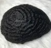 Herren Perücke Haarteile 8mm Afro Wave Haar Toupet Volle Schweizer Spitze Toupet Malaysisches Reines Menschenhaar Ersatz für Schwarze Männer Kostenloser Versand