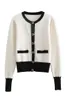 Retro jacket women's 2018 autumn and winter new ladies soft touch sweater knit cardigan black sweater white