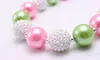 New Designable Girl Kid Chunky Beads Necklace Pink+Green Color ChiBubblegum Chunky Beads Necklace Jewelry For Girl Kidsldren