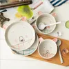 Porcelain tableware couple suit Jingdezhen hand painted cute bear dessert bowl spoon fruit plate gift Dinnerware Sets