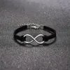 Infinity Rope Armband handvävd 15 färg silver koreansk sammet läder mode wrap läder smycken kvinnor män219u