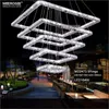 Modern Kristal Avize Işık HangingLamp Oturma Odası Yatak Odası Için AC90-260 V Kare Nordic Ev Dekorasyon LED Yüzük Kolye Işık Armatürleri