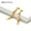 Baoyan ouro Cadeia Simples Aços Longos Gota inoxidável Brincos Vintage Dangle Brincos de Ouro geométrica para Mulheres