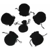 80pcs Small Black Velvet Jewelry Gold Silver Gift Party Party Sac Sac Pouche noire 1375887