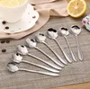 8pcs/set Stainless Steel Flower Spoon Tea Coffee Stiring Spoon Ice Cream Sugar Cake Dessert Tableware Dining Bar Kitchen Spoons Scoop SN1948