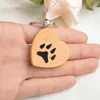 Drewno Serce Paw Kot Dog Print Print Brelok Keyring Key Chain Łapa Biżuteria Biżuteria Pet Jewelry Pies Kochanka Kochanie Prezenty