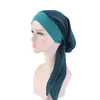 Women Girl Satin Wide Band Solid Color Caps Bonnet Headwrap Cancer Chemo Beanie Headwear Hair Accessories