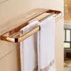 Rose Gold Color Brass Square Bathroom Accessories Towel Shelf Towel Holder Toilet Paper Holder Wall Mounted Bath Hardware Sets T200425