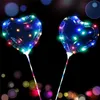 LED Heart Star Shape Balloon Luminous Bobo BALLS With 3M Lights String and 70cm Pole Stick Glow in Light Balloon Wedding Party Decors Toys