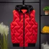 Men Vest Jackets Autumn Winter Warm Waistcoat Casual Hooded Sleeveless Vest Coats Fashion men's thick parkas waistcoats