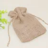 Natural de linho de serapilheira com cordão sacos de juta Wedding Party Favors Jewelry Pouch Chocolate Snack doce armazenamento Sacks