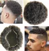 Afro-Amerikanen Afro Kinky Curl Braziliaanse Remy Menselijk Haarvervanging Mens Toupe Volledige Kanteenheid Kleur # 1B voor Zwarte Mannen Snelle Express Levering