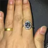 Vecalon grande anel oval 925 prata esterlina diamante anéis de banda de casamento para mulheres nupcial vintage festa dedo jóias2600