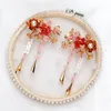 Vintage chinesischer Art-Frauen-Haar-Klipp-Tiara Rotes Kostüm Blume Schritt schüttelt Kopfstück Hochzeit Haarschmuck