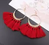 Серьги с кисточками Мода Creative Big Ring Fringe Ear Drop 16 Цветов Модные аксессуары ручной работы Богемный Серьги с кисточкой GB1004