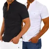 여름 뜨거운 남자 세련 된 캐주얼 드레스 슬림 피트 셔츠 짧은 소매 주름진 공식 비즈니스 셔츠 탑스