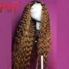 PAFF Ombre Krullend Kant Front Menselijk Haar Pruiken Braziliaanse 360 ​​Kant Frontale Pruik Pre-Plucked Bleeked Knots Baby Haar