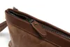 Vintage Leather Envelope Clutch Bag Brown With Wristlet Hand Caught Handbag Business Black Organizer Wallet Pouch for Men