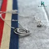 Sterling Silver 925 Rensa Bezel Inställning Zircon Dubbelrunda Form Hängsmycken Halsband för kvinnor Ge bort present Smycken Fabrikspris Kasanier